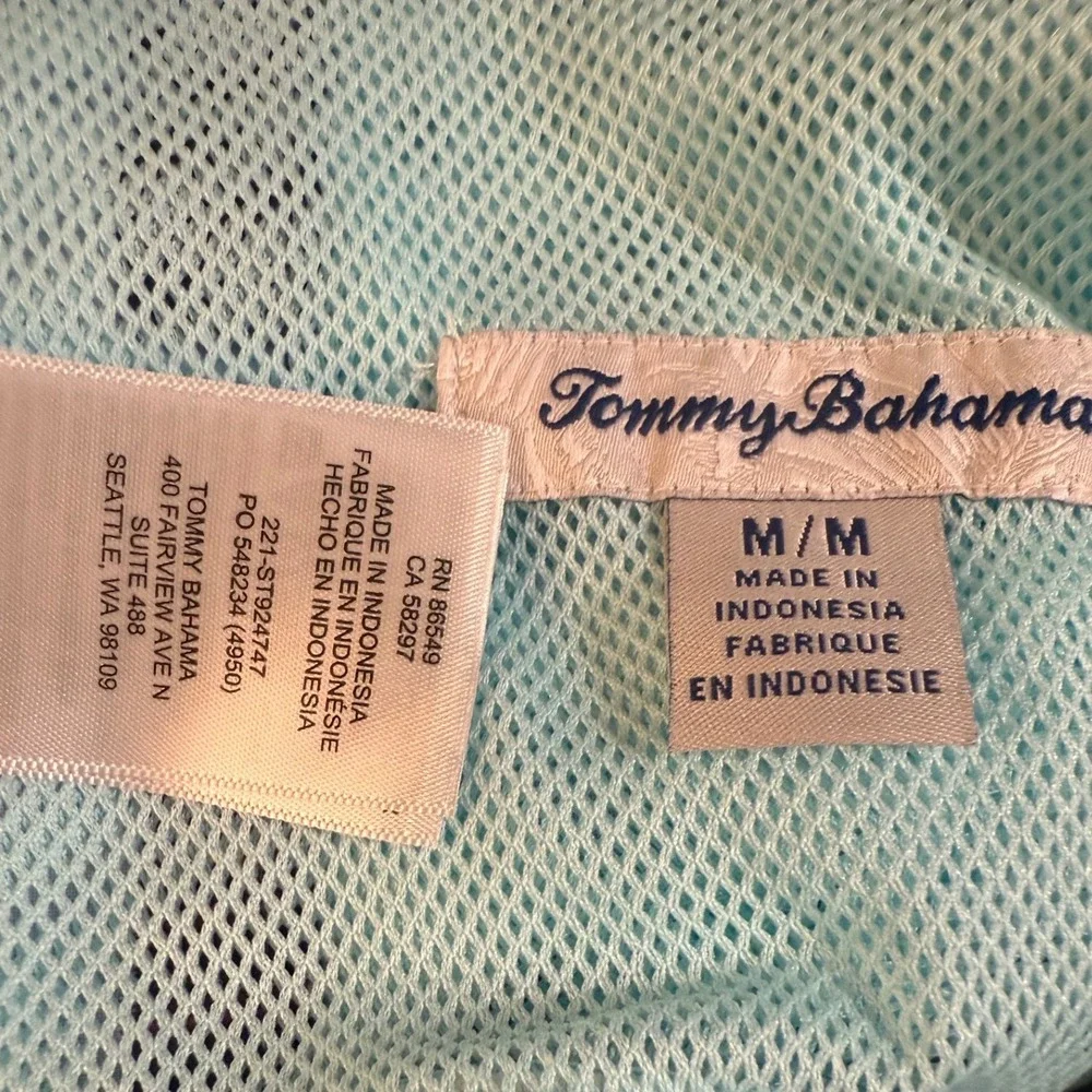 Tommy Bahama Mens Navy Blue Sunset Stripe‎ Swim Trunks Board Shorts Size Medium